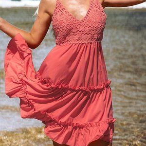 Coral Ruffle Dress